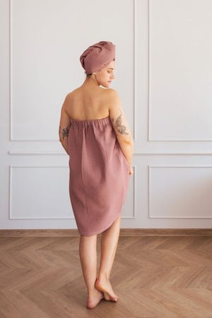 Cotton Waffle Sauna Wrap With Velcro